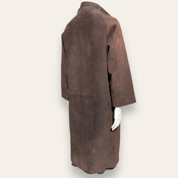 VTG Slouchy Brown Suede Overcoat | Nylon Lining | M | Minimalist Outerwear - Picture 5 of 10